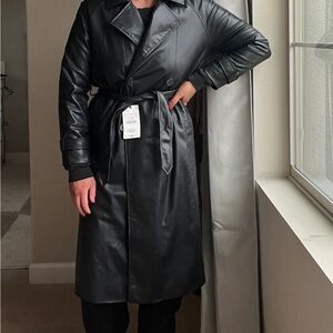 Zara Black Double-Breasted Trench Coat